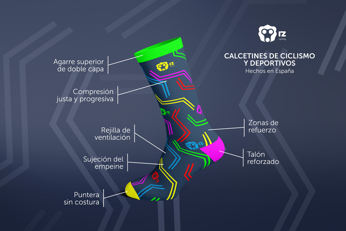 Estructura de calcetines de ciclismo y deportivos
